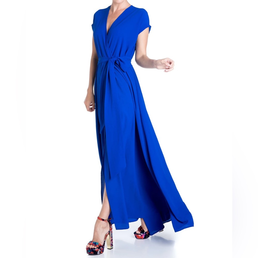 NEW~MEGHAN FABULOUS Meghan LA~JASMINE MAXI DRESS~Royal Blue~Short Sleeve~Medium